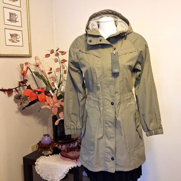 NWT Signal Hooded Gray Olive Green Lined Trench Coat Outerwear M - Picture 5 of 15